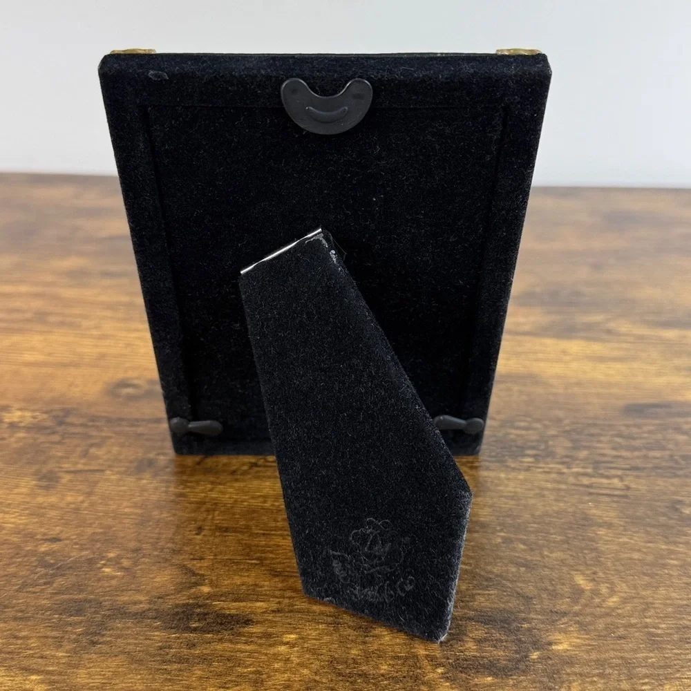Elegant Black Vegan Leather and Gold Picture Frame 6” x 4”